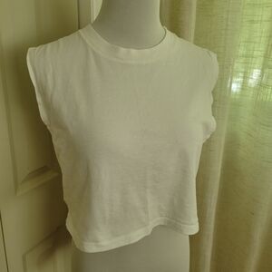 Hanes x Karla White Sleeveless Crop Top Size S Pre-owned